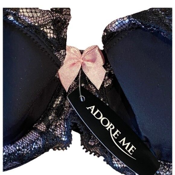 Adore Me 32B Black/ Sweet Lilac Push-up Bra NWT - Picture 7 of 8